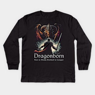 Dragonborn, Born to Shout, Destined to Conquer Kids Long Sleeve T-Shirt